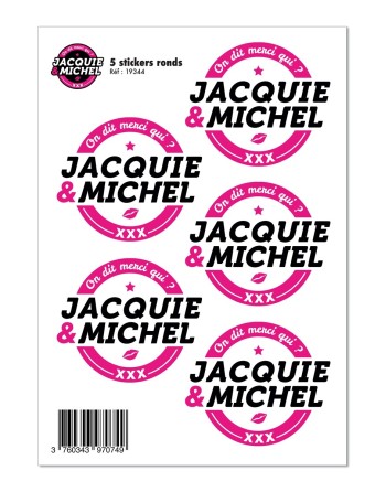 5 stickers JM blanc logo rond