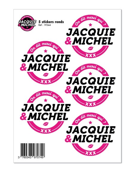 5 stickers JM blanc logo rond