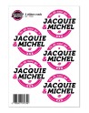 5 stickers JM blanc logo rond