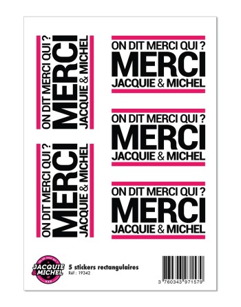5 stickers JM blanc logo rectangle