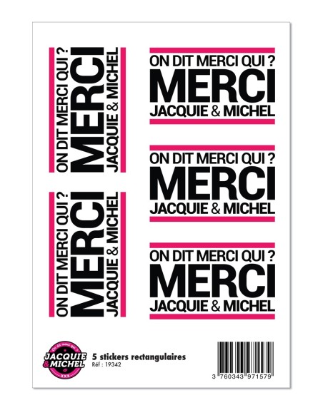 5 stickers JM blanc logo rectangle