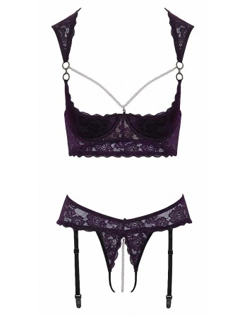 Ensemble lingerie ouverte violet - Cotelli Lingerie
