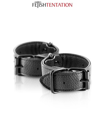 Menottes simili cuir ajustables - Fetish Tentation