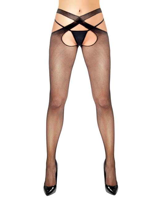Collant résille ouvert noir Flavia - Anne d'Alès Collant résille ouvert noir Flavia - Anne d'Alès
