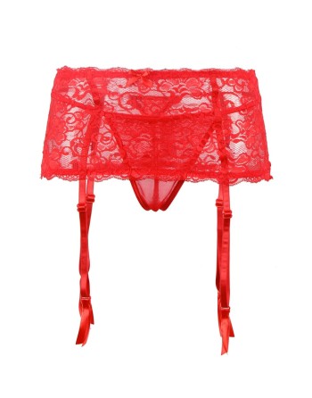 Porte-jarretelles rouge et string