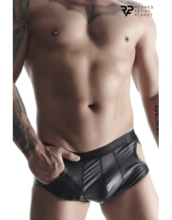 Shorty ouvert noir wetlook - Regnes