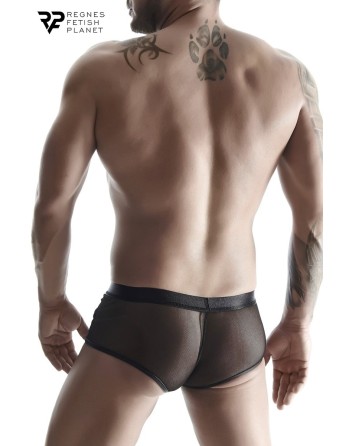 Boxer noir wetlook et mesh - Regnes