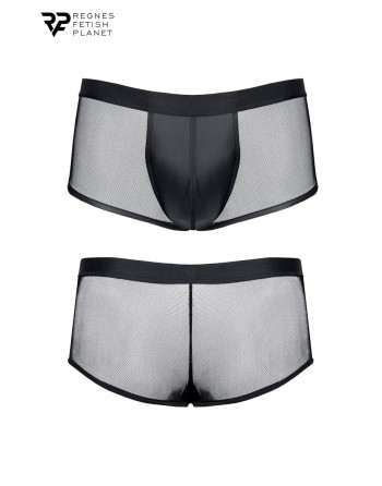 Boxer noir wetlook et mesh - Regnes