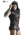 T-shirt à capuche wetlook et mesh - Regnes