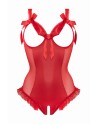 Body wetlook ouvert rouge Mistique - Christine