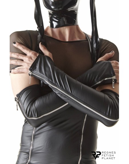 Gants longs en wetlook avec fermetures éclair - Regnes
