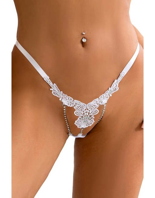 String ouvert à strass blanc String ouvert à strass blanc